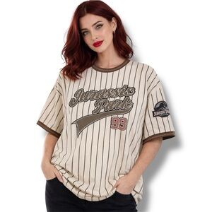 Jurassic Park Striped Baseball T-Shirt